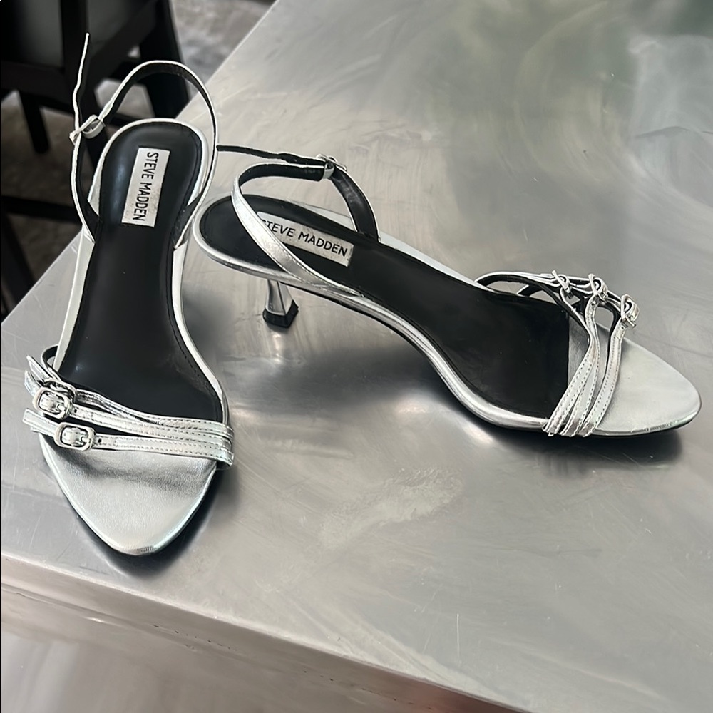 Steve Madden Silver Strappy Sandals